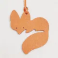 Orange leather fox bag charm cute animal pendant luxury style handbag accessory for women - Orange