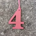 Pink leather number 4 bag charm DIY pendant accessory for stylish handbags and purses. - Pink