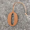Leather Number 0 Bag Charm DIY Pendant Cute Keyring Accessory for Handbag Decoration - Brown
