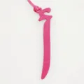 Pink leather decorative charm detail, stylish alphabet bag pendant and car keychain accessory. - Rose Red