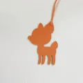 Orange leather deer bag charm, cute fawn keychain pendant, luxury style handbag accessory. - Orange