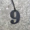 Black leather number 9 bag charm DIY pendant accessory for personalized styling - Black