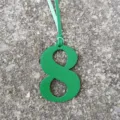 Green leather number 8 bag charm pendant DIY accessory for stylish handbag decoration. - Green