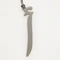 Elegant leather Arabic letter bag charm and luxury car key pendant in premium texture. - Gray
