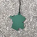 Green leather France map bag charm and car hanging pendant accessory for women and girls - Dark Green