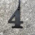 Black leather number 4 bag pendant DIY charm accessory for handbags and keychains style. - Black