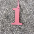 Pink leather number 1 bag charm DIY pendant lucky number purse accessory lovely decor gift - Pink