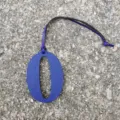 Blue leather number 0 bag charm DIY pendant luxury style accessory for handbags and keys - Sapphire Blue