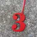 Red leather number 3 bag charm DIY pendant lucky number accessory for handbag decoration - Red