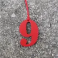 Red leather number 9 bag charm stylish DIY keychain pendant luxury style accessory - Red