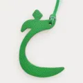 Green leather Arabic letter bag charm, elegant luxury style handbag pendant and key chain accessory. - Green