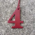 Leather Number 4 Bag Charm DIY Pendant Lucky Number Accessory for Handbags and Backpacks Decor - Burgundy