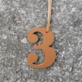 Leather number 3 bag charm DIY pendant lucky number accessory for handbag backpack decoration - Brown