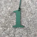 Green leather number 1 bag charm DIY luxury pendant accessory for purses and keys. - Dark Green