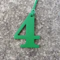 Green leather number 4 bag charm DIY pendant accessory for stylish handbags and purses. - Green
