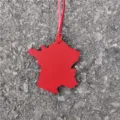 Red leather France map bag charm car pendant stylish leather accessory for women stylish design - Red