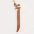 Elegant Arabic letter leather bag charm, stylish brown purse pendant keychain accessory for women. - Brown