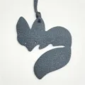 Leather fox bag charm detailed view, stylish animal pendant accessory for handbags and purses. - Black