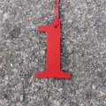 Red leather number 1 bag charm DIY pendant cute accessory for handbags and backpacks. - Bright Red