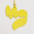 Close-up of the yellow leather fox bag charm detail, showing fine texture and cute shape. - Yellow