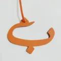 Orange leather Arabic letter bag charm pendant, stylish handbag accessory for women - Orange