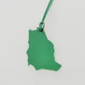 Leather map shape bag charm, stylish green car hanging ornament accessory for women and girls. - Green