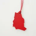 Rood lederen kaartvormige tassenhanger detail, stijlvolle auto hangend ornament accessoire. - Rood