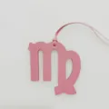 Pink Virgo zodiac leather bag charm cute astrology purse pendant car hanging ornament - Pink