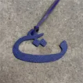 Blue leather Arabic letter bag charm pendant, stylish accessory for purses and handbags. - Blue