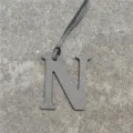 Leather letter N bag charm for women, stylish initial pendant accessory for handbags and purses. - Gray