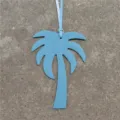 Blue leather palm tree bag charm and car pendant stylish women handbag accessory piece - Sky Blue