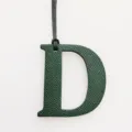 Dark green leather letter D bag charm detail, luxury style handbag accessory pendant. - Dark Green
