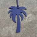 Blue leather palm tree bag charm stylish purse pendant accessory for women car decor - Sapphire Blue