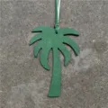 Green leather palm tree bag charm for women, chic handbag accessory or car hanging decor. - Green