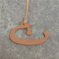 Arabic letter leather bag charm, stylish car hanging ornament and purse accessory. - Brown