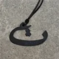 Black textured leather Arabic letter bag charm pendant car hanging ornament stylish accessory. - Black