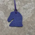 Mini pendentif sac tete de cheval en cuir violet accessoire elegant pour femme - Bleu saphir