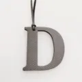 Grey Epsom leather letter D bag charm with thin lanyard accessory for handbag decoration - Gray