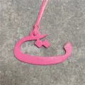 Pink leather Arabic letter bag charm, chic luxury style handbag pendant accessory for women. - Rose Red
