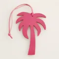 Pink leather palm tree bag charm, stylish purse pendant and car hanging accessory for women. - Rose Red