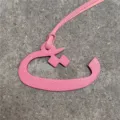 Pink leather Arabic letter bag charm pendant, stylish luxury accessory for women's handbags. - Pink