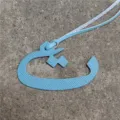 Light blue leather Arabic letter bag charm stylish luxury style handbag accessory pendant - Sky Blue