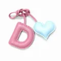 Handmade leather letter D and heart bag charm, cute pink and blue keychain pendant for women handbags. - Pink with Light Blue Heart