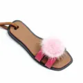 Mini Leder Sandale Taschenanhänger mit rosa Nerzpelz Pompon, stylisches Accessoire. - Pflaume Mit Rosa Pompon