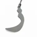 Grey leather Arabic letter bag charm, stylish purse accessory and minimalist handbag pendant. - Gray
