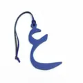Blue leather Arabic letter bag charm detail close-up view accessory fashion pendant - Arabic Letter Shape / Blue