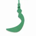 Green leather Arabic letter bag charm, stylish designer handbag pendant accessory. - Green