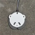 Charm de sac en cuir en forme de panda mignon, pendentif mini sac à main noir et blanc femme. - Blanc + Gris
