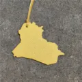 Yellow leather Iraq map bag charm pendant stylish accessory for handbags and daily decor. - Yellow