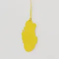 Yellow leather Qatar map bag charm, stylish country shape keychain accessory for handbags. - Yellow